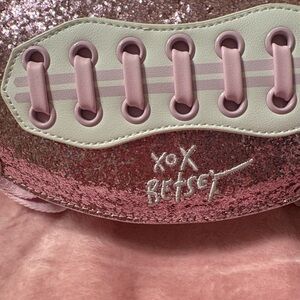 Betsey Johnson Pink Glitter Lace-Up Bag